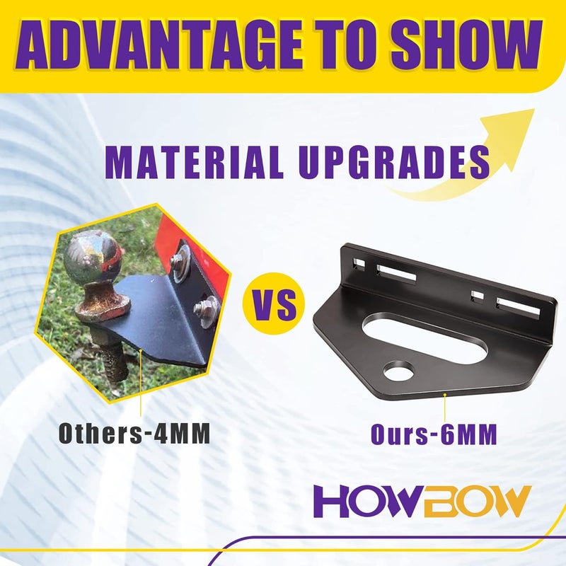 HOWBOW Zero Turn Mower Trailer Tow Hitch, 1/4"(6mm) Thick Heavy Duty Steel Universal Lawn Trailer Hitch 2"-5.1" Hole Center, Versatile Chain Slot Rugged Steel Included Carriage Bolt Hardware - Image 2